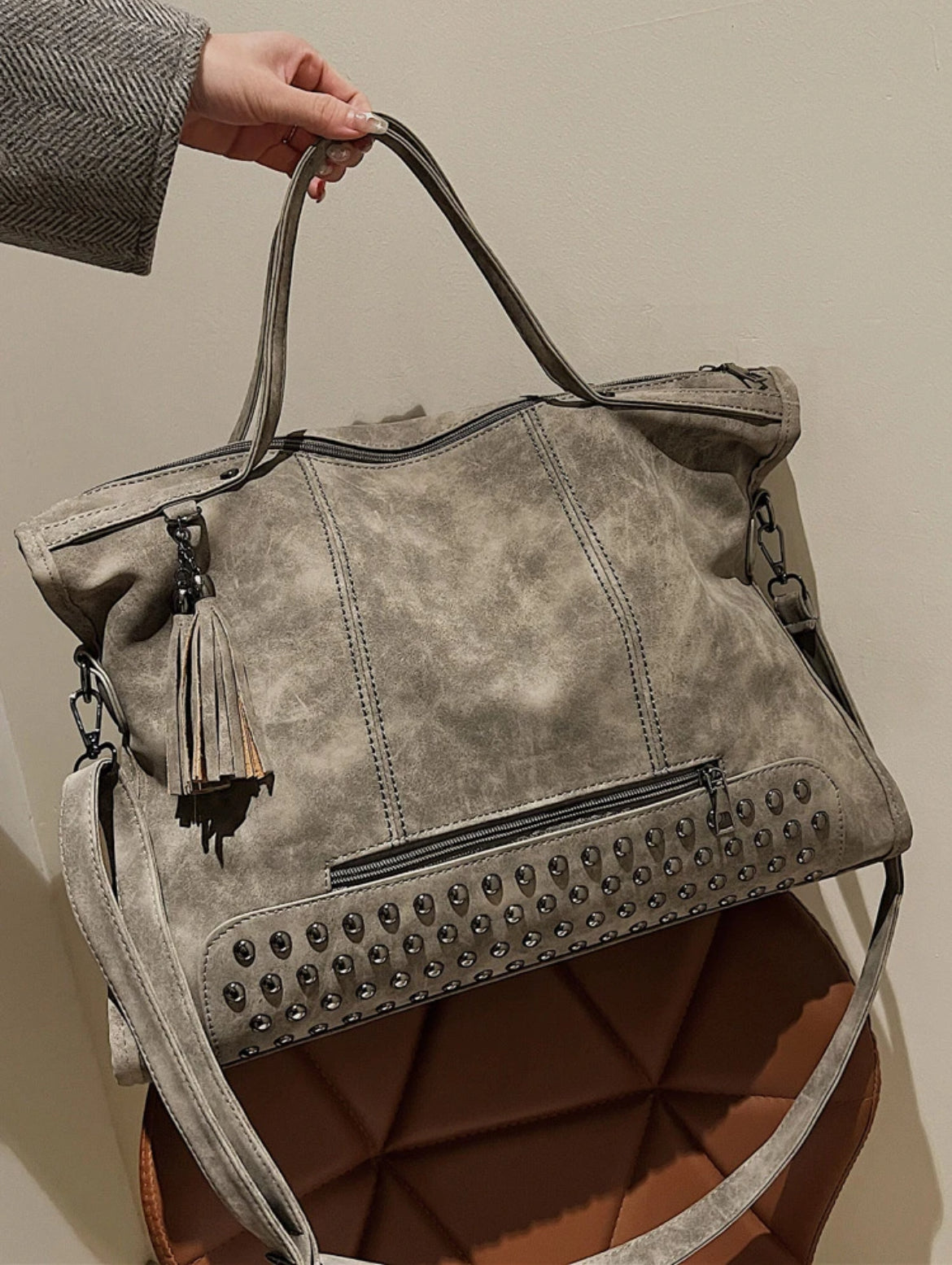 BORSA A MANO EFFETTO CAMOSCIO