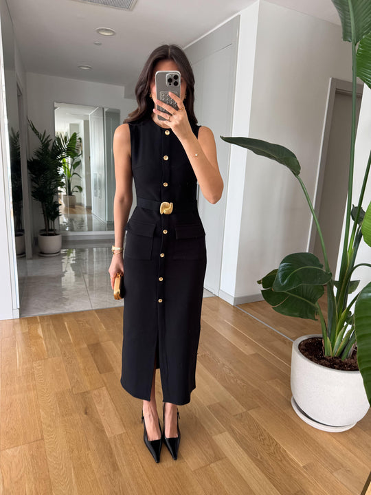 ROBE AVEC CEINTURE DORÉE