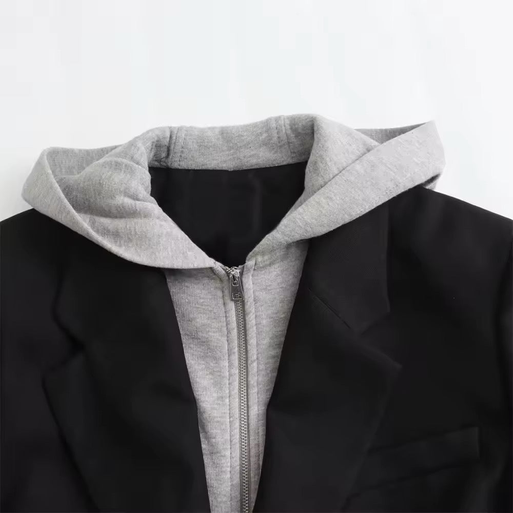 BLAZER À CAPUCHE ZIPPÉ
