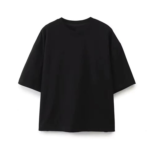 T-shirt oversize minimalista in cotone nero 