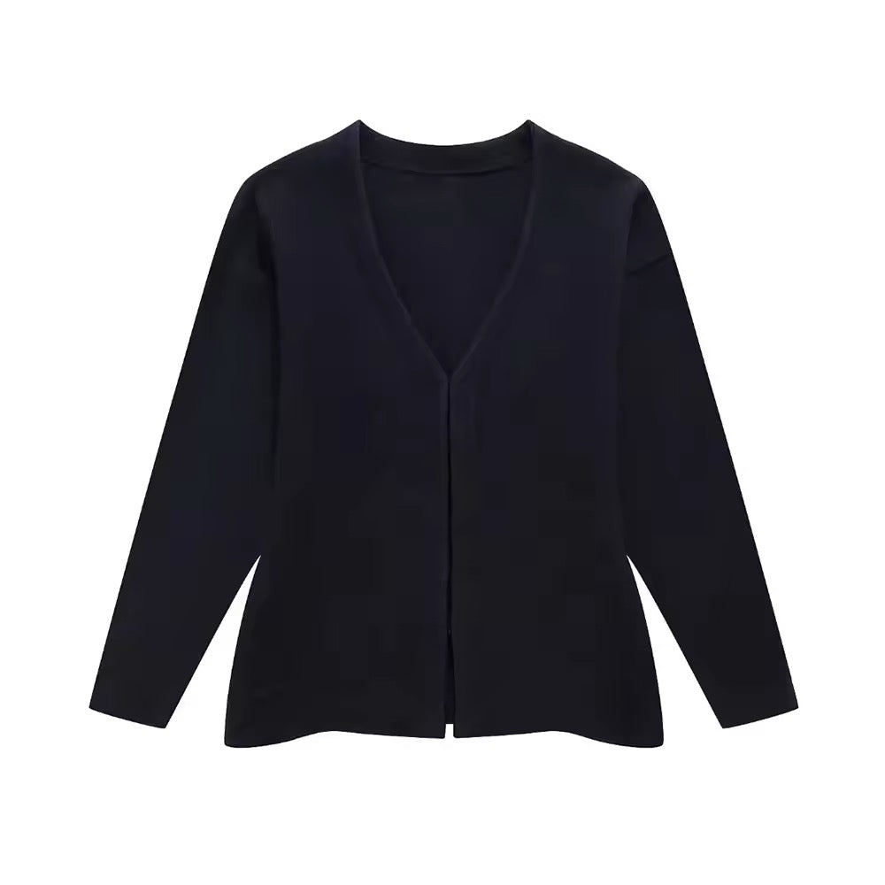 Cardigan aderente in maglia con uncinetto • Donna