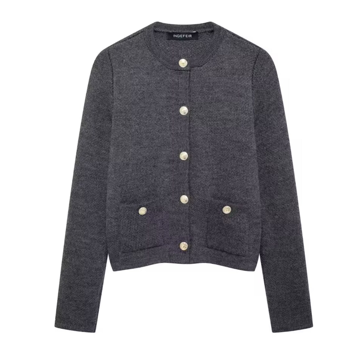 Morbido cardigan button down con scollo tondo 