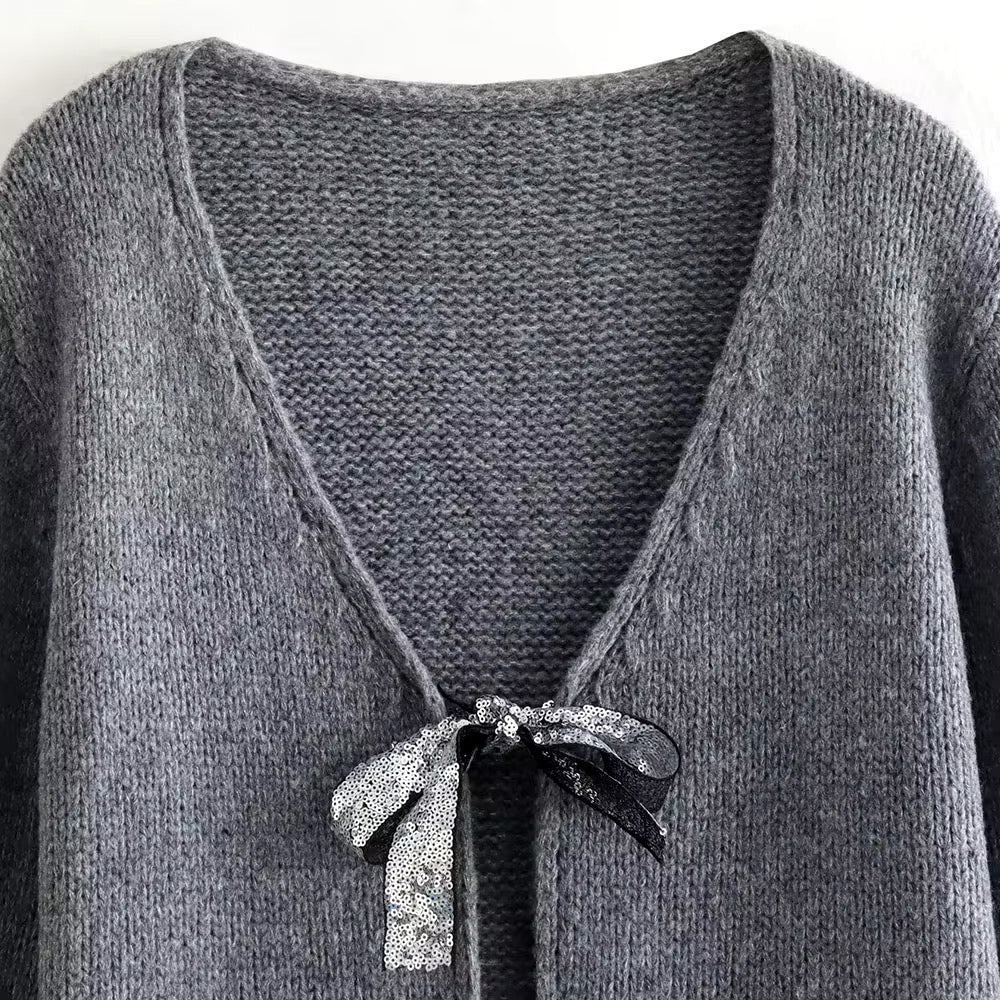 Cardigan in maglia con paillettes • Donna