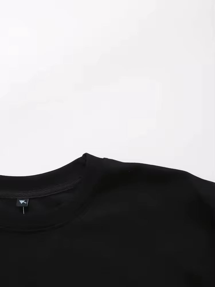 T-shirt oversize minimalista in cotone nero 