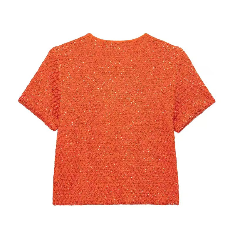 TOP IN MAGLIA CON PAILLETTES