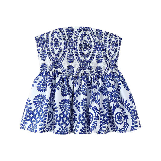 TOP CORTO CON STAMPA FLOREALE