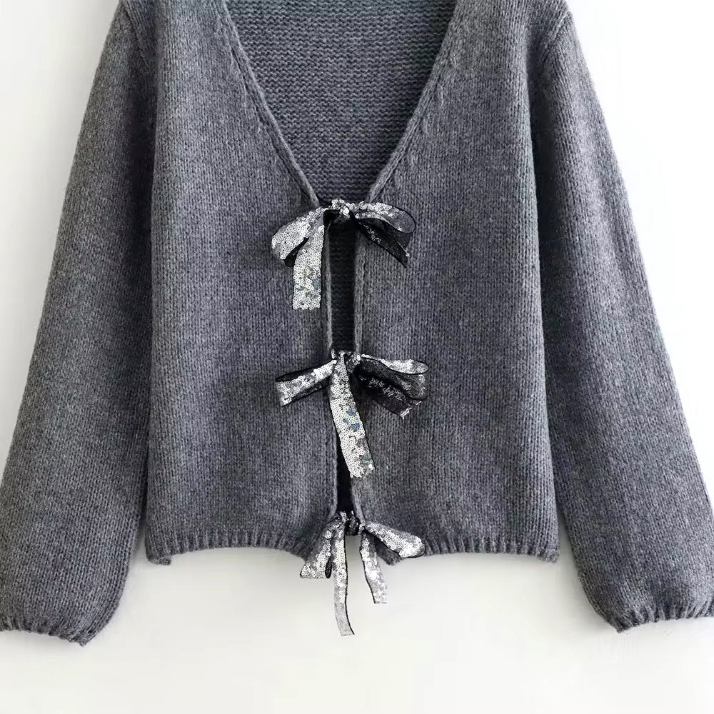 Cardigan in maglia con paillettes • Donna