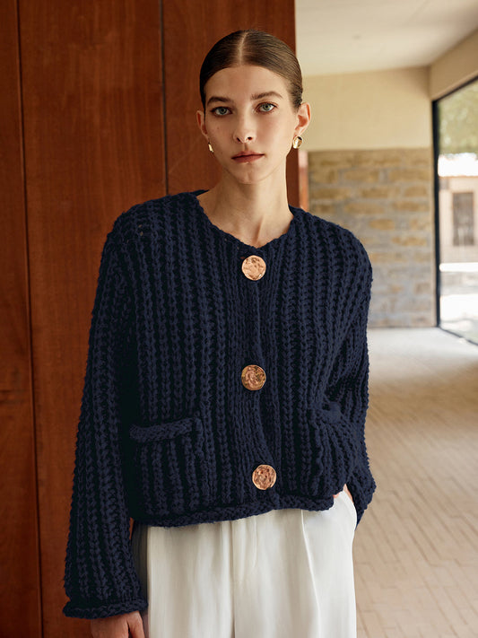 GILET IN MAGLIA CON BOTTONI ORO