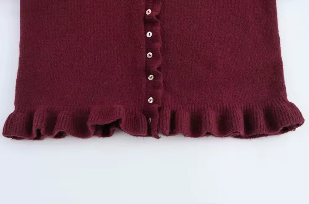 CARDIGAN EN TRICOT À VOLANTS