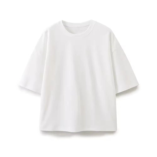 T-shirt oversize minimalista in cotone bianco 