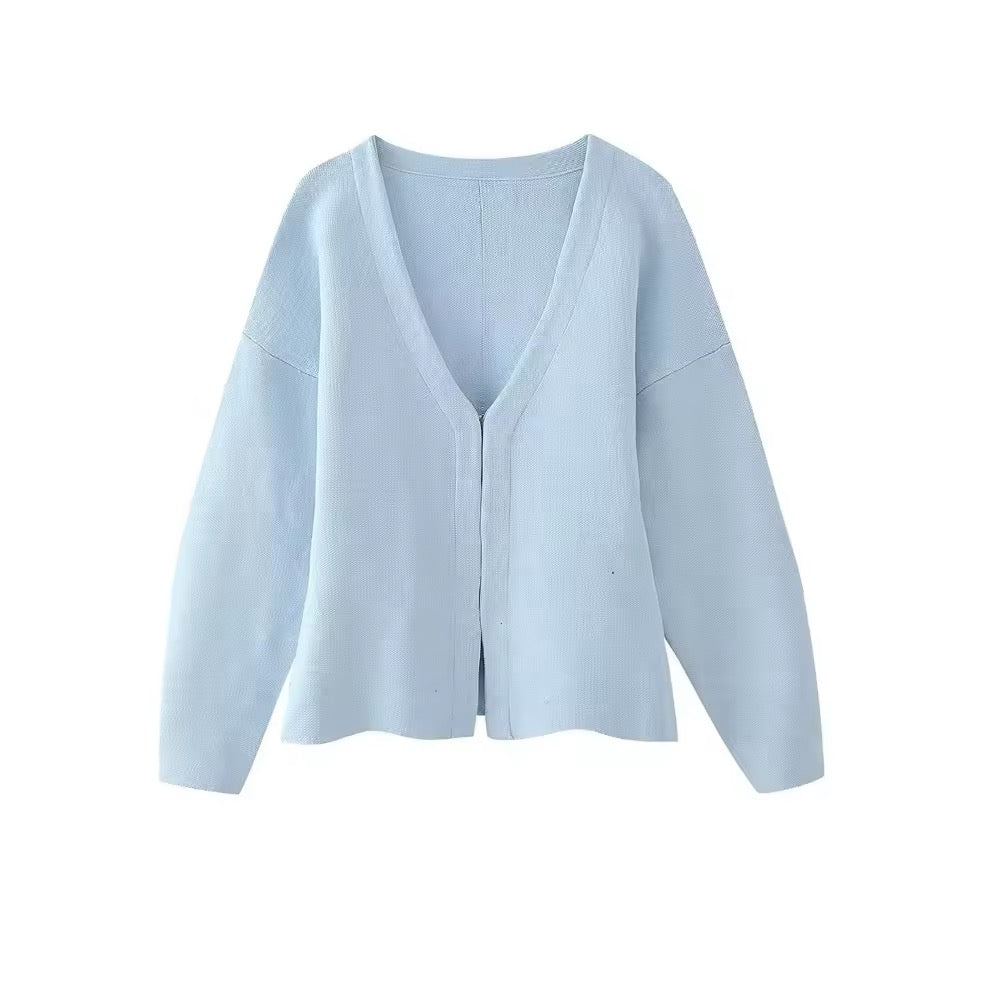 Cardigan aderente in maglia con uncinetto • Donna